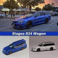 Street SW 1:64รถ R34เส้นขอบฟ้าเกวียนโลหะผสมสีน้ำเงินคอลเลกชั่นโมเดลรถยนต์รถของเล่นในสต็อกขนาดเล็ก