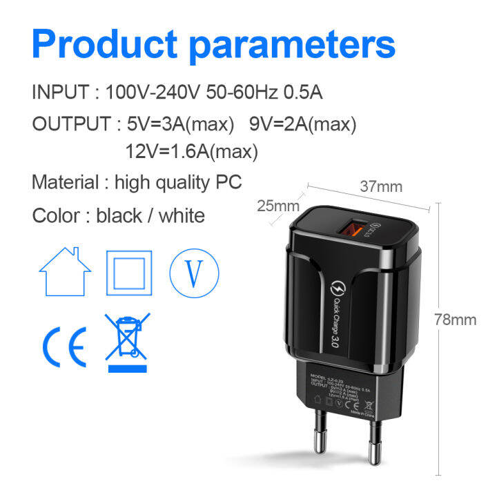 18w-usb-charger-fast-charging-5v-3a-สำหรับ-12-11-pro-max-samsung-xiaomi-แท็บเล็ตด่วนชาร์จ3-0เครื่องชาร์จศัพท์มือถือ