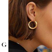 [Han ornaments] GHIDBK Statement Twisted Hoop Earrings In Stainless Steel Minimalist Hammered Ring Earrings Awesome Street Style Earring Hoops