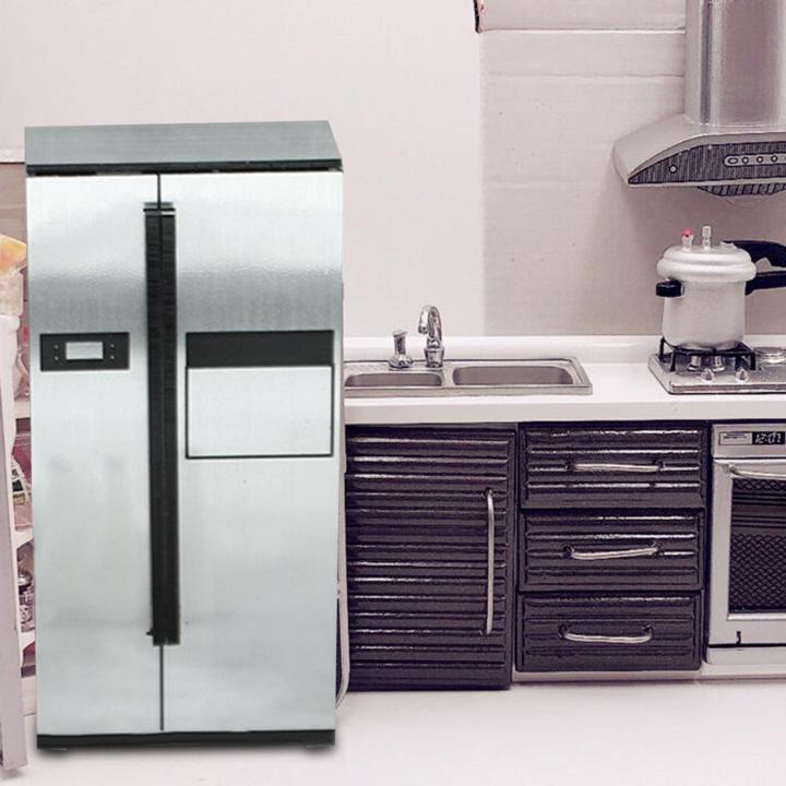 dolity-ตู้เย็นบ้านตุ๊กตาโมเดลตู้เย็นขนาดเล็กจำลอง1-12-1-2บ้านตุ๊กตาตู้เย็นสำหรับเป็นของขวัญเด็ก