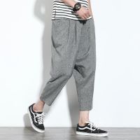 COD SDFERTREWWE 【Good Quality】 Spring new cotton linen harem pants men large size casual pants loose tappered pants ankle-length pants Korean hipster pants