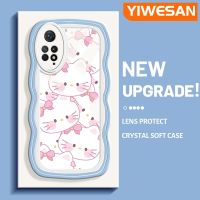 YIWESAN เคสสำหรับ Xiaomi Redmi โน๊ต11 Pro Note 5G 11e ลายการ์ตูนสีชมพูเฮลโลคิตตี้สีสันสดใสขอบครีมป้องกันเลนส์กล้องเคสโทรศัพท์โปร่งใสน่ารักเคสนิ่มใสกันกระแทก