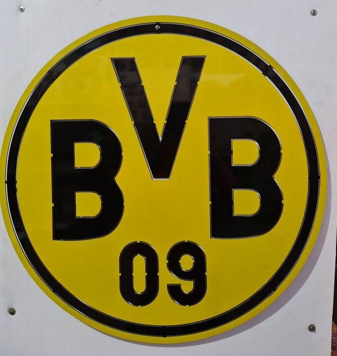 โลโก้ดอร์ทมุนท์-borussia-dortmund-ขนาดสเกล-60-60-เซนติเมตรน้ำหนัก-3-2-กิโลกรัมเหล็กหนา-3-มิลลิเมตรเหล็กตัดเลเซอร์แบบแขวนติดผนังใช้สี-2k-สีพ่นรถยนต์ภายนอกสวยงามคงทนไม่ลอกไม่ร่อนไม่เป็นสนิมติดตั้งง่ายติ