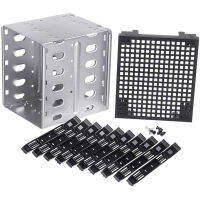 5.25นิ้วถึง5X3.5 "SATA SAS HDD Cage Rack Hard Drive Disk Enclosure พร้อมพัดลม HardDrive Disk Tray Caddy Adapter