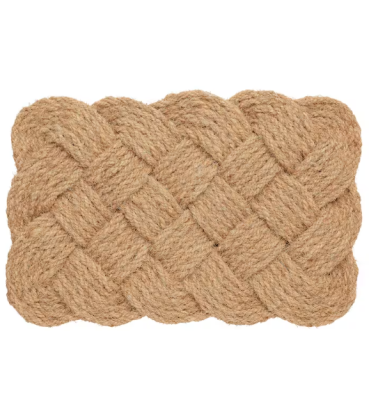 Door mat, indoor, handmade/braided natural, 40x60 cm.