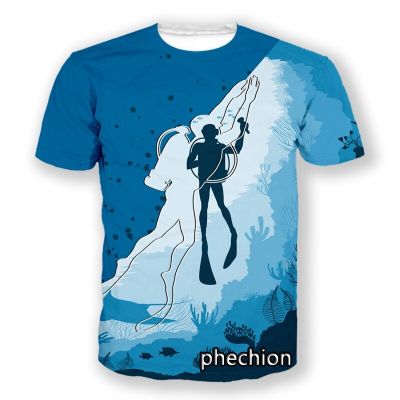Phechion ใหม่แฟชั่นผู้ชาย/ผู้หญิงใต้น้ำดำน้ำ 3D พิมพ์แขนสั้นเสื้อยืดสบายๆ Hip Hop ฤดูร้อน T เสื้อ Tops S34