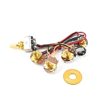 Electric Guitar Wiring Harness Kit Replacement, 2T2V 3 Way Toggle Switch 250K Pots &amp; Jack for Les Pual Style Guitar