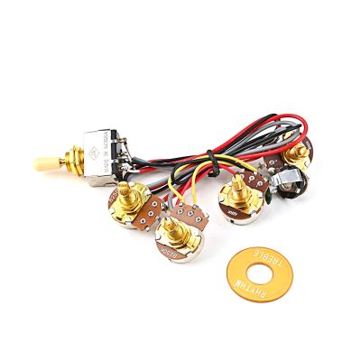 Electric Guitar Wiring Harness Kit Replacement, 2T2V 3 Way Toggle Switch 250K Pots & Jack for Les Pual Style Guitar