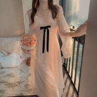 Ao Dai 300 ปอนด์บวกขนาดความปรารถนาบริสุทธิ์เซ็กซี่ลึก V ลูกไม้ชุดนอนผู้หญิงบางอ้วนมม. กับแผ่นหน้าอกเท็จสองชิ้นยาวชุดนอนฤดูร้อน ใหม่