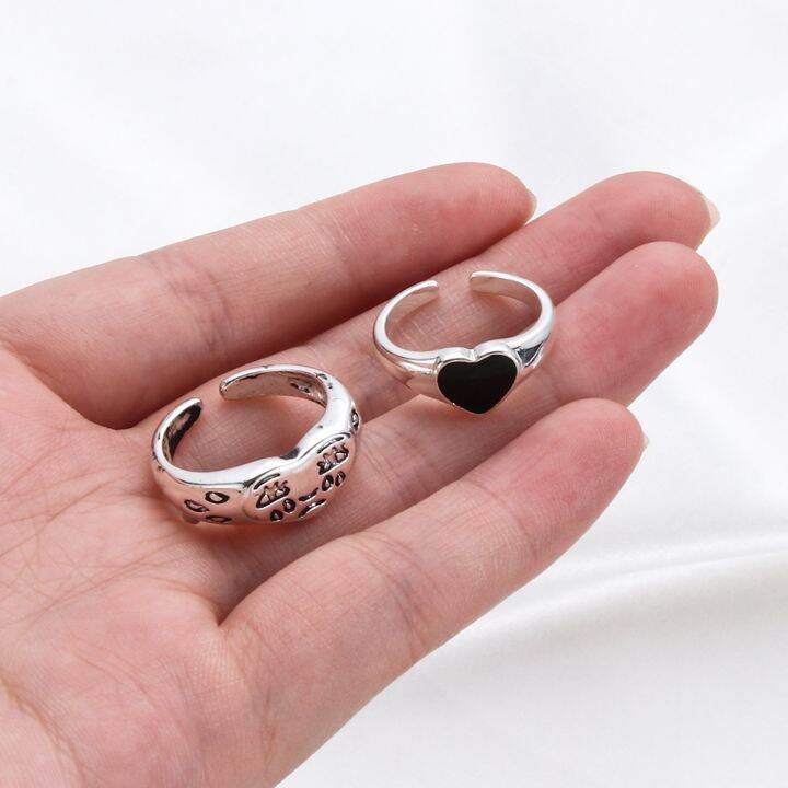 cactu-women-tears-expression-ring-tiny-gift-heart-finger-chain-creative-charm-fashion-silver-color-jewelry