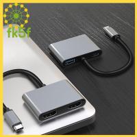 FK5F อะแดปเตอร์4 In 1 4K แท่นวางมือถือ Type-C เป็น Dual HDMI USB C Hub ขยายหน้าจอ