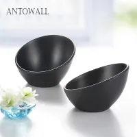 ANTOWALL Black Japanese Korean Tableware Vegetable Fruit Salad Bowl Melamine Buffet Restaurant Hot Pot Bowls Imitation Porcelain