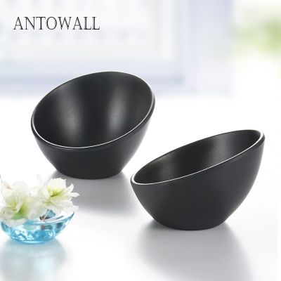 ANTOWALL Black Japanese Korean Tableware Vegetable Fruit Salad Bowl Melamine Buffet Restaurant Hot Pot Bowls Imitation Porcelain