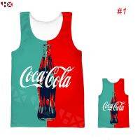 2023 newHX โคคา-โคล่า Coca-Cola Red 3D พิมพ์เสื้อกั๊กฤดูร้อน เสื้อผ้าแฟชั่นผู้ชาย