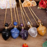 Luxury Perfume Bottle PendantCarved Acorn Healing Necklace Boho Jewelry