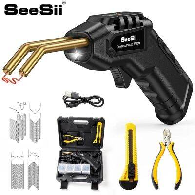 SEESII Plastic Welder ที่หนีบเครื่องเย็บกระดาษแบบร้อนพลาสติกไร้สายเครื่องเชื่อมเหล็กเครื่องเชื่อมที่ยึดแบตเตอรี่ในตัวที่4.0Ah กันชนรถยนต์