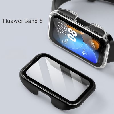 กระจก + เคสสำหรับสาย Huawei 8อุปกรณ์เสริม PC ฝาครอบป้องกันกันกระแทกรอบด้าน + อุปกรณ์ป้องกันหน้าจอสำหรับ Band8 Huawei