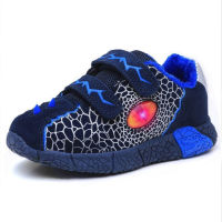 Warm Fleece Winter Baby Boys Shoes Light Up Kids Sneakers LED Sport Toddler Children Trainers Dinosaur Teenagers Tennis Footwear