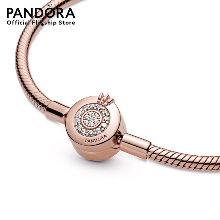 pandora-bronze-sparkling-crown-o-snake-chain-bracelet-เครื่องประดับ-สร้อยข้อมือ-สีโรส-โรส-สร้อยข้อมือสีโรส-สร้อยข้อมือโรส-ชาร์ม