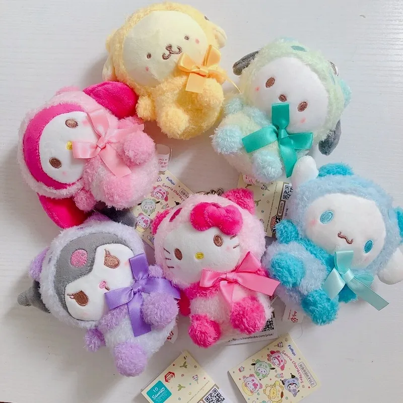 10cm Desenho Kawaii My Melody Kuromi Cinnamoroll Kt Cat Purin Dog Plush Toy  Anime Animais De Pelúcia Pingente Boneca - Escorrega o Preço