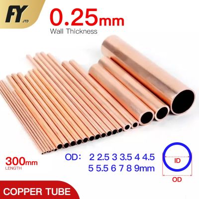 【CC】 FUYI copper pipe 0.25mm wall thickness 2-9mm 300 500mm length Hollow straight round  tubule piping thin-wall
