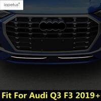 “{》} อุปกรณ์ตกแต่งแถบแข่งหน้าลูกกรงตะแกรงกันชน2ชิ้นสำหรับ Q3 Audi F3 2019 2020