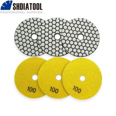 [ใหม่2023] SHDIATOOL 6Pcs 100Mm #100เพชรฟองน้ำขัดเงารถทรายขัด Disc 4นิ้วเพชรพันธบัตรเรซินแผ่นขัดแบบยืดหยุ่นฟองน้ำขัดเงารถ