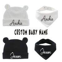 【YF】 Personalised Baby Hat and Bib Set 100  Cotton Custom Any Name New Gift Shower Sleepsuit