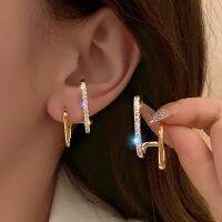 ；‘。、’ 2023 New Bright Crystal Luxury Korean Unusual Claw Stud Earrings Ear Piercing Hook Irregular Pearl Christmas Jewelry Gift