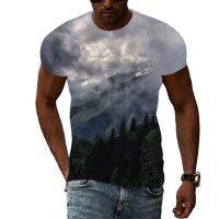 Summer Fashion Natural Scenery T-shirt With Print Men Casual Clouds Landscape graphic t shirts Mature Interesting Trend t-shirts