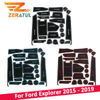 Zeratul Auto Anti-Slip Gate Slot Mat Cup Rubber Pads Rug for Ford Explorer 2015 - 2019 Car Accessories Stickers