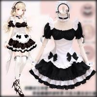 Japanese  Amine Gothic Maid Lolita Vestido Cosplay Costume Black White Cute Waiter Uniform Halloween Stage Perfoemance Dresses