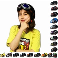 Mũ bảo hiểm xe máy Mũ bảo hiểm nhiều tem bán sỉ kèm kính uv kính phi công thumbnail