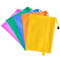 Paper Files Bag A5 Size Waterproof Zippered Mesh Office Document Cash Stationery Storage Folder Bags Organizer For School Office