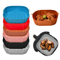 Airfryer ตะกร้าซิลิโคน22ซม. Square Reusable Baking Pan Non-Stick Air Fryers เตาอบถาดอบไก่ทอดตะกร้า Airfryers อุปกรณ์เสริม