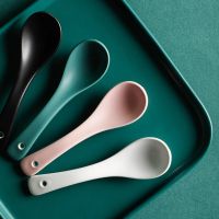 1pc Matte Color Glazed Ceramic Rice Spoon Household Small Spoon Cute Soup Spoon Dinnerware Serving Utensils