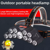 New 11led Head-Mounted Flashlight Outdoor Night Fishing Waterproof Rechargeable Miners Lamp Strong Light Headlight