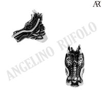 ANGELINO RUFOLO Ring ดีไซน์ Dragon Head แหวนผู้ชาย Stainless Steel 316L(สแตนเลสสตีล)คุณภาพเยี่ยม สีเงิน ประดับตกแต่งลูกตาด้วย คริสตัลสีดำ