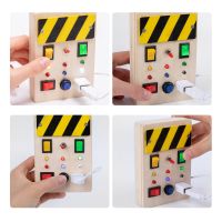 、‘、。； Montessori Wooden Baby Toy Busy Board Light Switch Toy Educational Toddler Activity Board Switch Box Spaceship Control Panel Toy