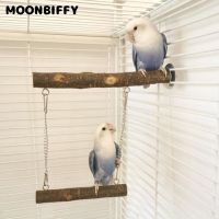 Parrot Stand Swing Toys with Wood Perch Bite Resistant Puzzle Fitness Bird Perch Stand Stick Trapeze for Lovebird Cockatiel