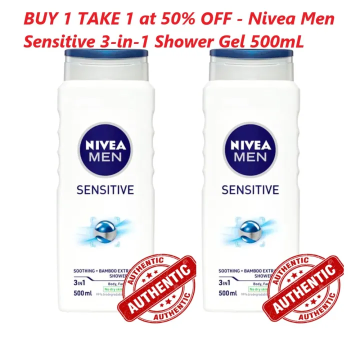 BUY 1 TAKE 1 at 50 OFF Nivea Men Sensitive 3in1 Shower Gel 500mL