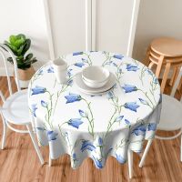 Beautiful Wildflowers Floral Tablecloth Round 60in Table Cover Polyester Wrinkle Resistant Waterproof for Kitchen Picnic Party