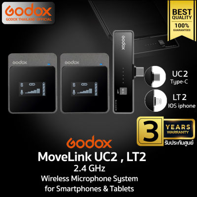 Godox Microphone MoveLink UC2 &amp; LT2 - 2.4 GHz Wireless Microphone สำหรับ Smartphones &amp; Tablets -รับประกันศูนย์ Godox 2ปี