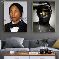 โปสเตอร์เพลงขาวดำ Pharrell Williams ตกแต่งบ้านรูปภาพที่ศิลปะบนผนังการพิมพ์ผ้าใบ A23822N1จิตรกรรมฝาผนังผ้าใบพิมพ์โปสเตอร์