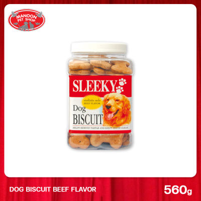 [MANOON] SLEEKY Dog Biscuit Beef Flavor บิสกิต สำหรับสุนัขรสเนื้อ ขนาด 560 กรัม