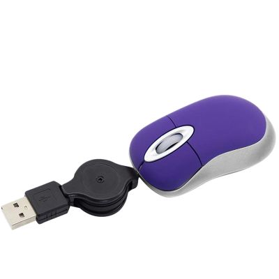 Mini USB Wired Mouse Retractable Tiny Small Mouse 1600 DPI Optical Compact Travel Mice for Windows 98 2000 XP Vista Version