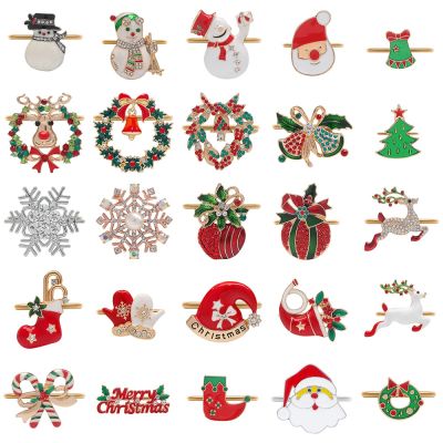 【CW】 Napkin Holders Xmas Table Decorations Metal Buckle Tissue for New Year 2023 Navidad Noel