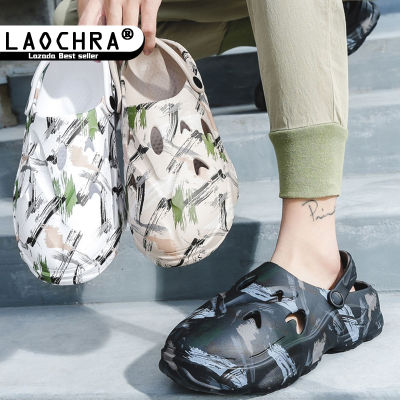 Laochra รองเท้าแตะผู้ชายแฟชั่นผู้ชายรองเท้าแตะรองเท้ากีฬากลางแจ้งรองเท้าแตะสตรีทรองเท้าแตะในสวนน้ำหนักโคมไฟบรรเทาสายตารองเท้าแตะ EVA รองเท้าแบบมีรูระบายยอดนิยม