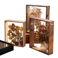 ❒ 4cm Deep Transparent Shadow Box Frames Bouquet Display Flower Case Deep for Crafts 3D Picture Memorabilia Memory Wooden Tabletop