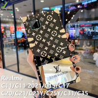 JieFie สำหรับ Realme C21Y / C25Y / C35 / C31 / C21 / C11 / C15 / C17 / C20 / C11 2021 / C2 กรณีหรูหรา Shiny Square โทรศัพท์กันกระแทก